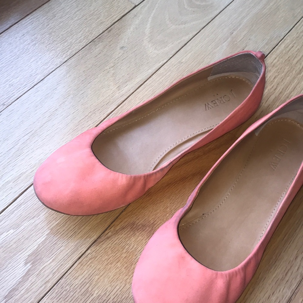 J. Crew ballet flats in tangerine colored suede